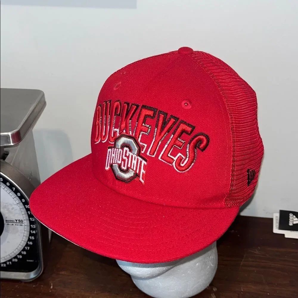 New era Red Ohio state Buckeyes Seen Raised Letter SnapBack Hat baseball cap